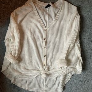 used waffle knit thermal shirt